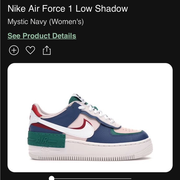 Nike Airforce 1 Low Shadow. Mystic Navy. SIZE 10.5 women’s - Picture 1 of 6